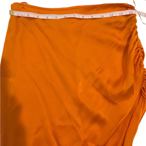 Amanda Uprichard orange silk skirt and crop top set. Tank is XS, Skirt is S - Picture 5 of 8